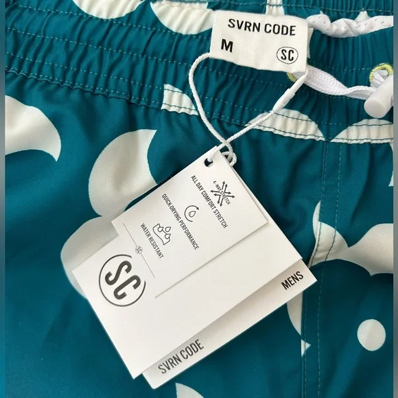 SVRN Sovereign Code Swim Trunks Mens Medium Teal NWT - Picture 3 of 5